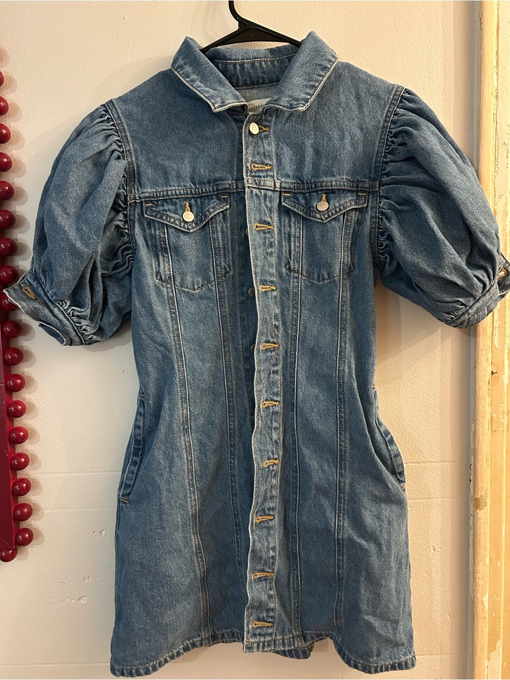 Denim Puff-Sleeve Dress
